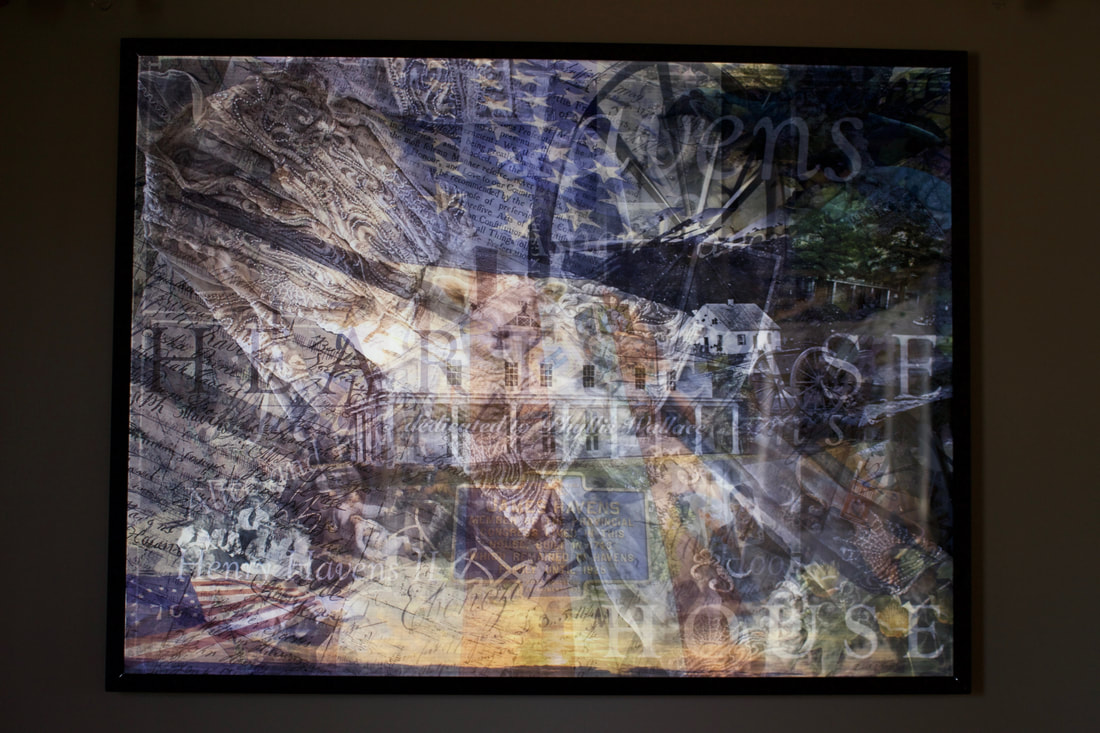 Photo of the Havens DIMONscape, a multilayered digital piece of artwork by Roz Dimon. Photo credit to Roz Dimon.