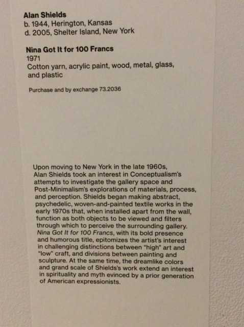Description of artwork piece by Alan Shields at The Solomon R. Guggenheim Museum in New York City